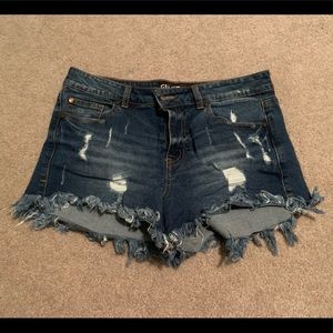 Enjean shorts! Raw edge hem.